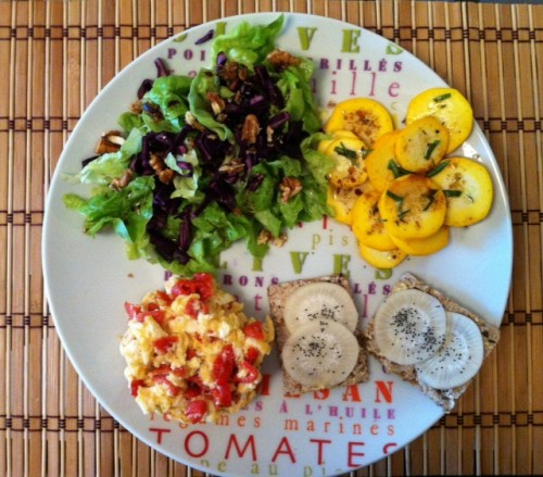 assiette composée, concours, repas facile, assortiment, crudités, restes