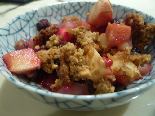 crumble,hiver,fruits,pomme,poire,improvisation en cuisine